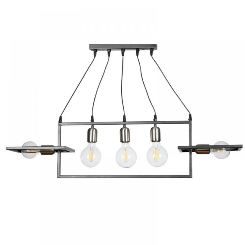 NG Lighting Κρεμαστό Φωτιστικό Ράγα Χειροποίητο Μεταλλικό Ανθρακί Πεντάφωτο Ε27 100x25cm 2026430